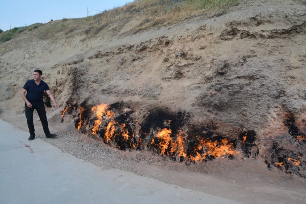 Azerbajdzjan Absheron natural burning nature gas