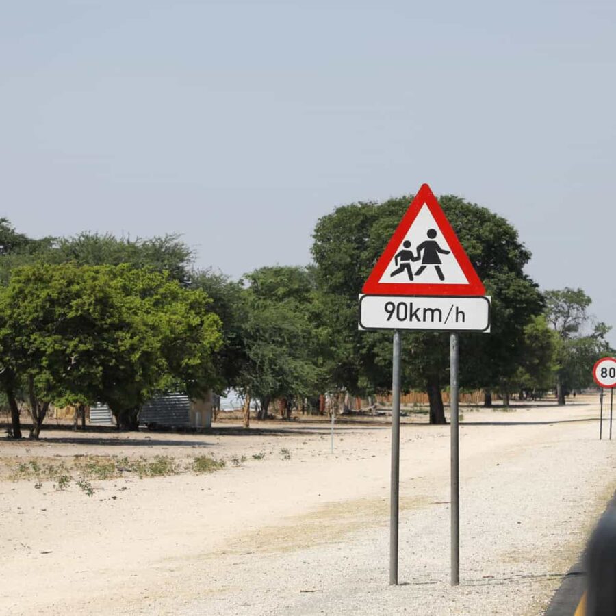 Namibia school drive slowly 90kmh